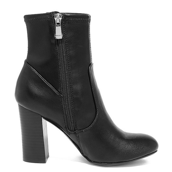 NIB Black Chunky High Heel Mid Calf Boots - Picture 2 of 5